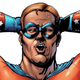 A superhero character looks orgasmic on the cover of The Boys spin-off comic Herogasm.